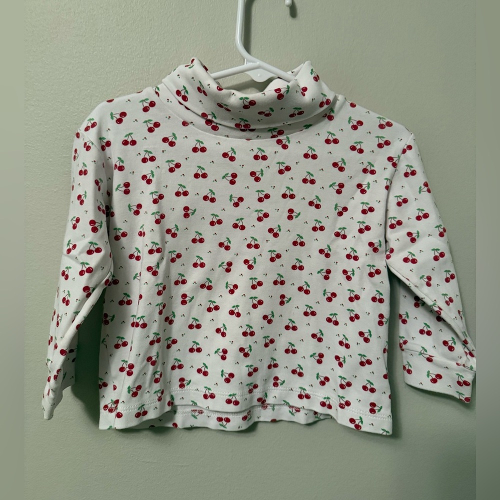 Little English Cherry Print Kids Turtleneck Shirt